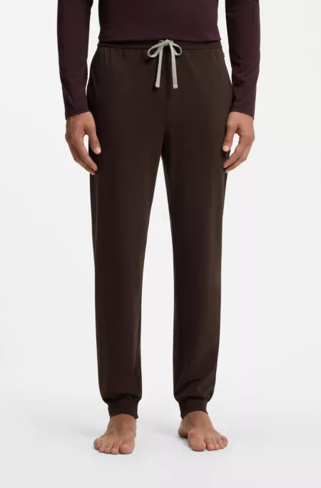 Stretch-cotton tracksuit bottoms with embroidered logo