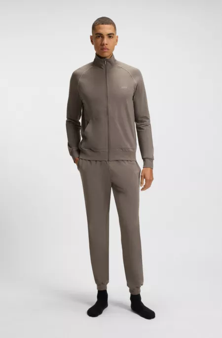 Logo-embroidered tracksuit bottoms in stretch-cotton jersey
