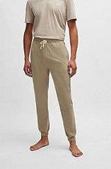 Stretch-cotton tracksuit bottoms with embroidered logo, Beige