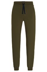 Stretch-cotton tracksuit bottoms with embroidered logo, Dark Green