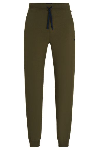 Спортивные брюки из эластичного хлопка с вышитым логотипом, Темно-зеленый