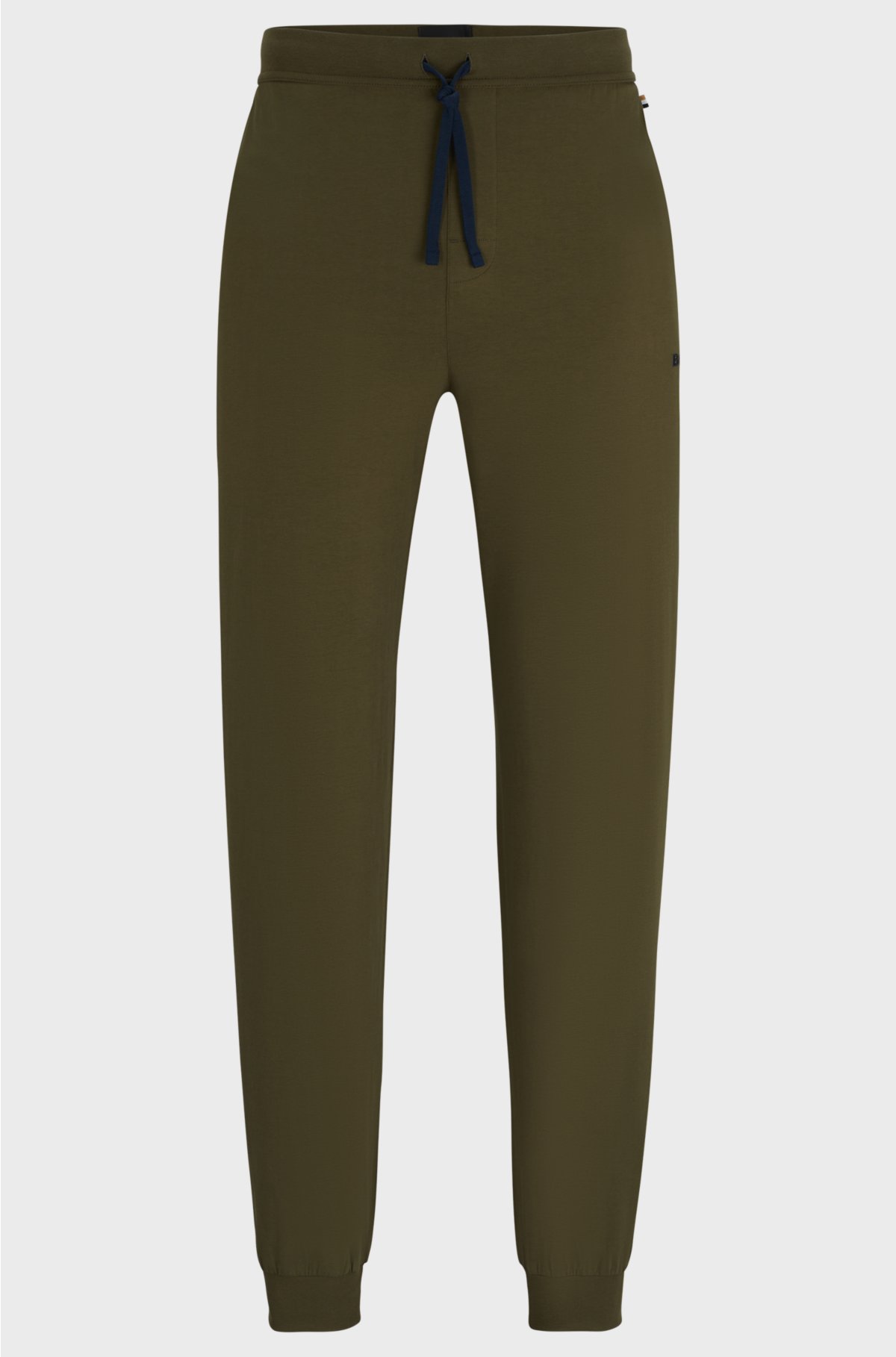 Logo-embroidered tracksuit bottoms in stretch-cotton jersey, Dark Green