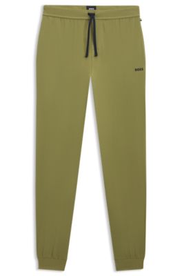 Stretch-cotton tracksuit bottoms with embroidered logo, Green