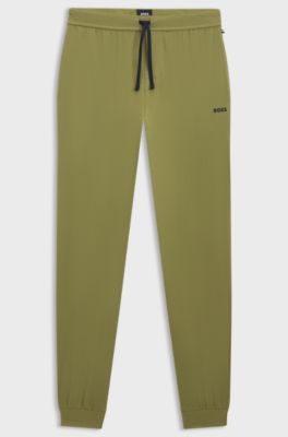 Stretch-cotton tracksuit bottoms with embroidered logo, Green