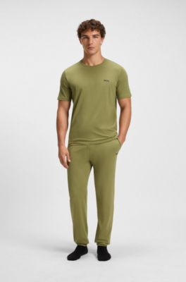 Stretch-cotton tracksuit bottoms with embroidered logo, Green