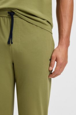 Stretch-cotton tracksuit bottoms with embroidered logo, Green