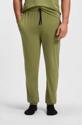 Stretch-cotton tracksuit bottoms with embroidered logo, Green