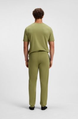 Stretch-cotton tracksuit bottoms with embroidered logo, Green
