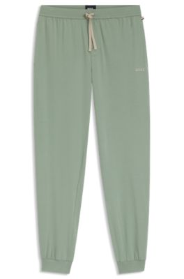Stretch-cotton tracksuit bottoms with embroidered logo, Light Green