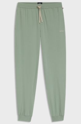 Stretch-cotton tracksuit bottoms with embroidered logo, Light Green