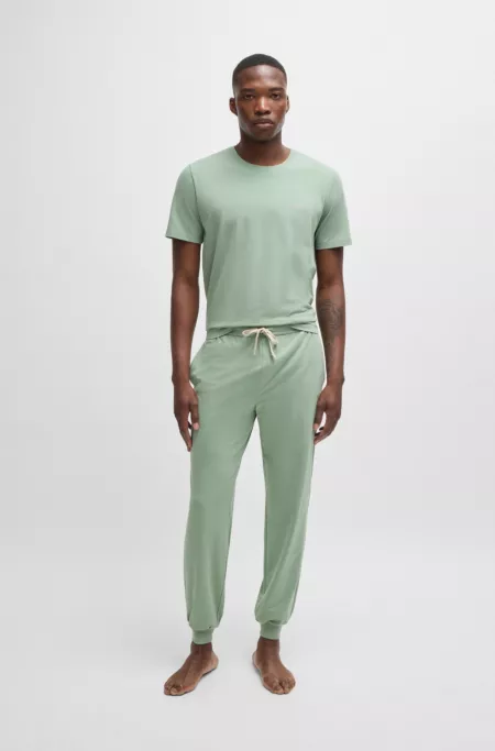 Stretch-cotton tracksuit bottoms with embroidered logo