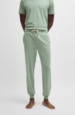 Stretch-cotton tracksuit bottoms with embroidered logo, Light Green