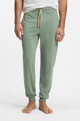 Stretch-cotton tracksuit bottoms with embroidered logo, Light Green