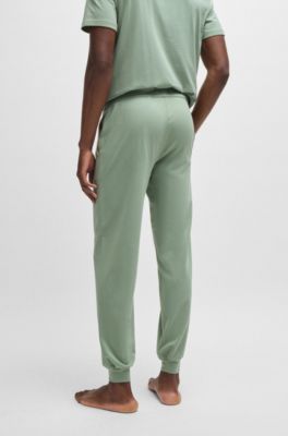 Stretch-cotton tracksuit bottoms with embroidered logo, Light Green