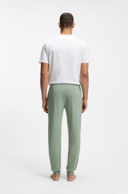 Stretch-cotton tracksuit bottoms with embroidered logo, Light Green