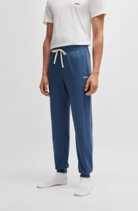 Pantaloni della tuta in jersey di cotone elasticizzato con logo ricamato, Blu
