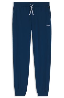 Stretch-cotton tracksuit bottoms with embroidered logo, Blue