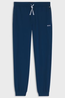 Trainingsbroek van stretchkatoen met logostiksel, Blauw