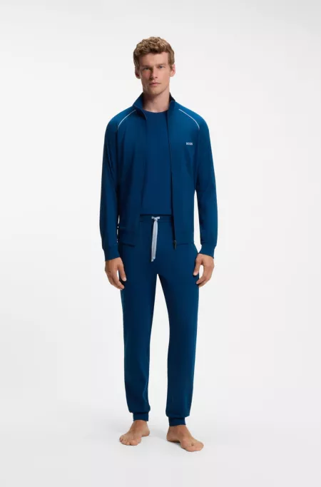 Stretch-cotton tracksuit bottoms with embroidered logo