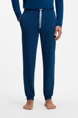 Trainingsbroek van stretchkatoen met logostiksel, Blauw