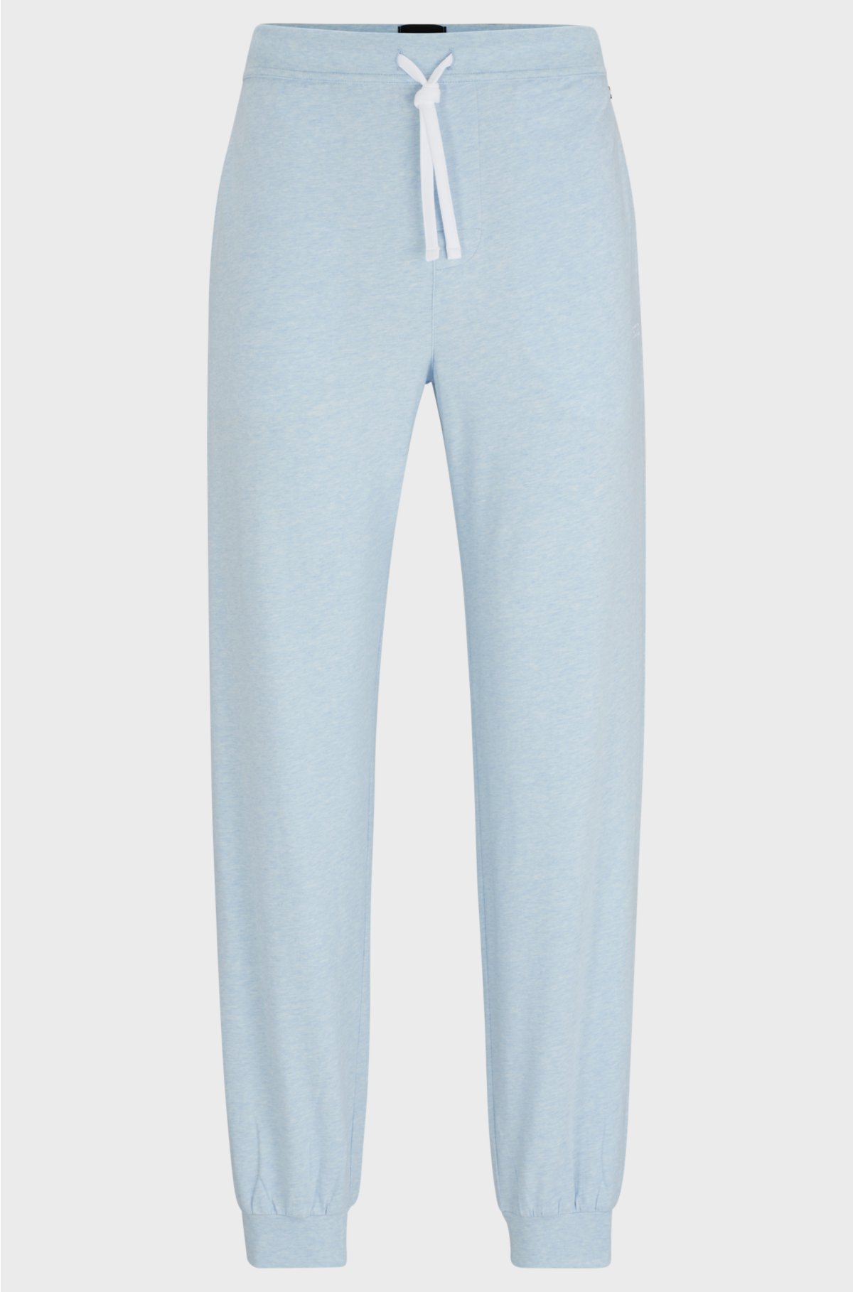 Logo-embroidered tracksuit bottoms in stretch-cotton jersey, Light Blue