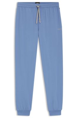 Stretch-cotton tracksuit bottoms with embroidered logo, Blue