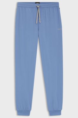 Stretch-cotton tracksuit bottoms with embroidered logo, Blue