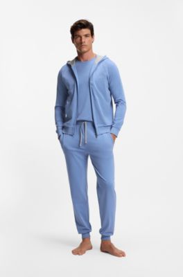 Stretch-cotton tracksuit bottoms with embroidered logo, Blue