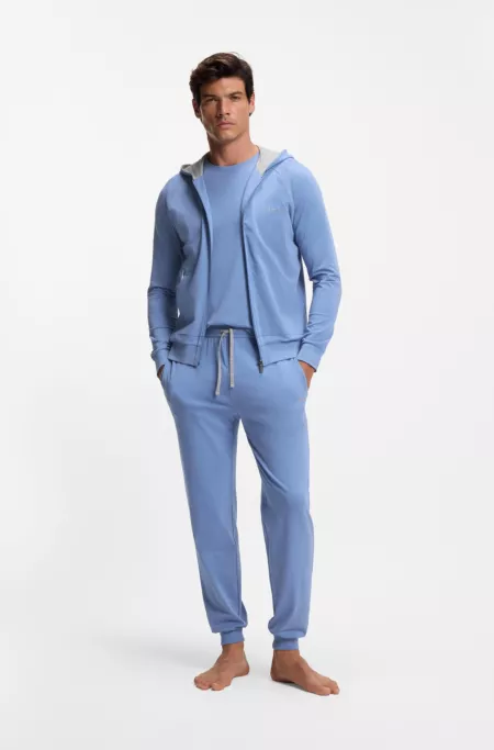 Stretch-cotton tracksuit bottoms with embroidered logo