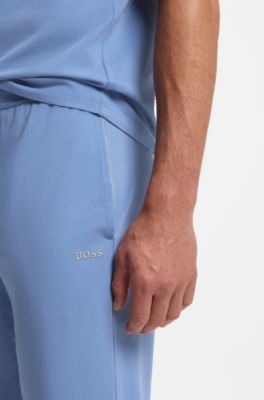 Stretch-cotton tracksuit bottoms with embroidered logo, Blue