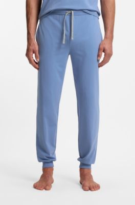 Stretch-cotton tracksuit bottoms with embroidered logo, Blue