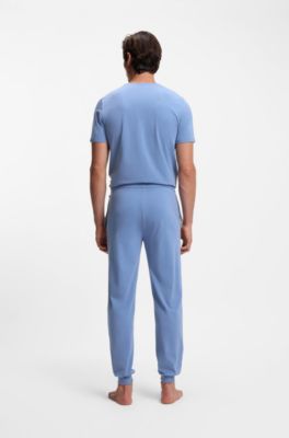 Stretch-cotton tracksuit bottoms with embroidered logo, Blue