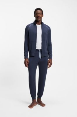 Stretch-cotton tracksuit bottoms with embroidered logo, Light Blue