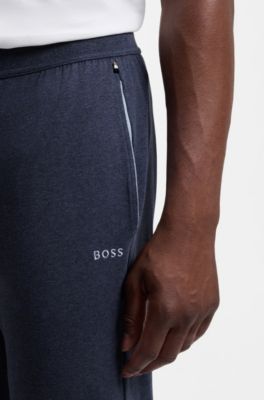 Stretch-cotton tracksuit bottoms with embroidered logo, Light Blue