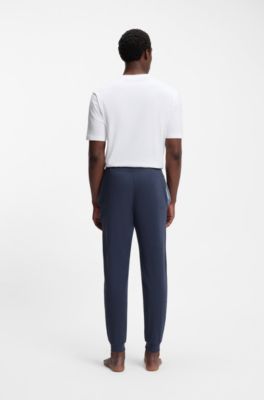 Stretch-cotton tracksuit bottoms with embroidered logo, Light Blue