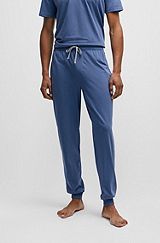 Stretch-cotton tracksuit bottoms with embroidered logo, Blue