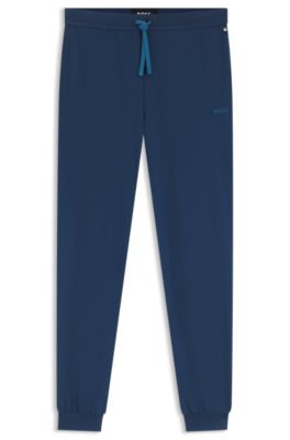 Stretch-cotton tracksuit bottoms with embroidered logo, Light Blue