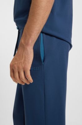 Stretch-cotton tracksuit bottoms with embroidered logo, Light Blue