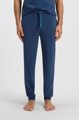 Stretch-cotton tracksuit bottoms with embroidered logo, Light Blue