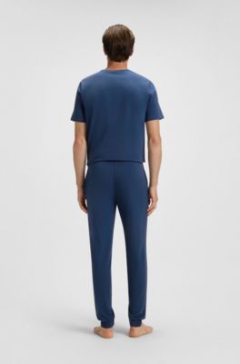 Stretch-cotton tracksuit bottoms with embroidered logo, Light Blue