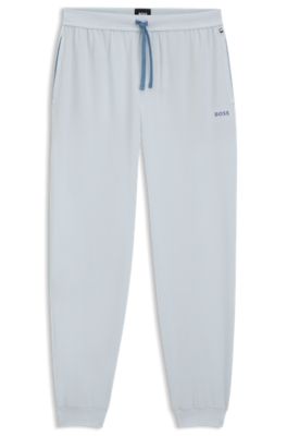 Stretch-cotton tracksuit bottoms with embroidered logo, Light Blue