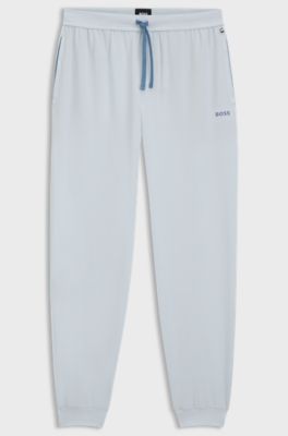 Stretch-cotton tracksuit bottoms with embroidered logo, Light Blue