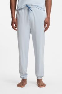 Stretch-cotton tracksuit bottoms with embroidered logo, Light Blue