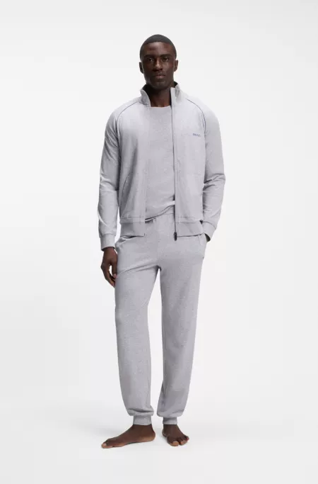 Chaqueta de algodón elástico con cremallera y ribetes en contraste