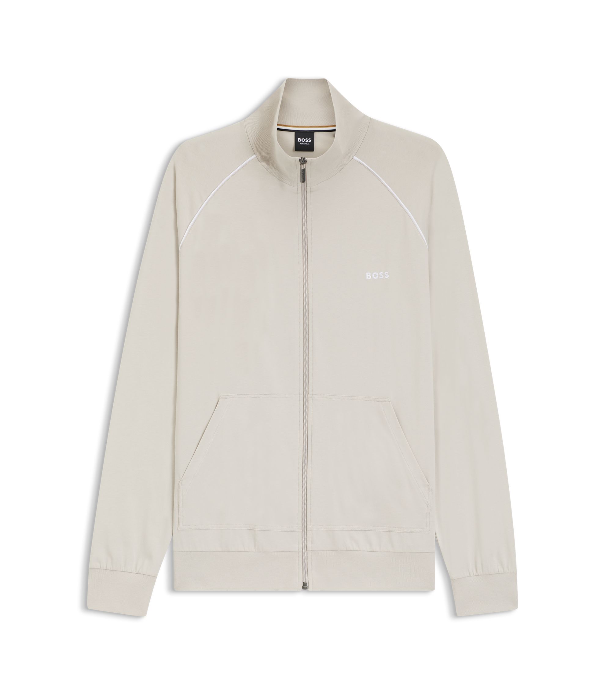 Jacke aus Stretch-Baumwolle mit Reißverschluss und Logo-Stickerei