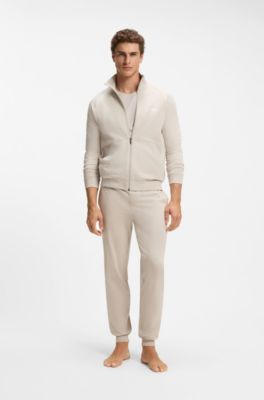 ZIp-up jacket in stretch cotton with contrast piping, Light Grey