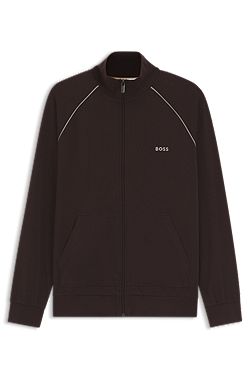 ZIp-up jacket in stretch cotton with contrast piping