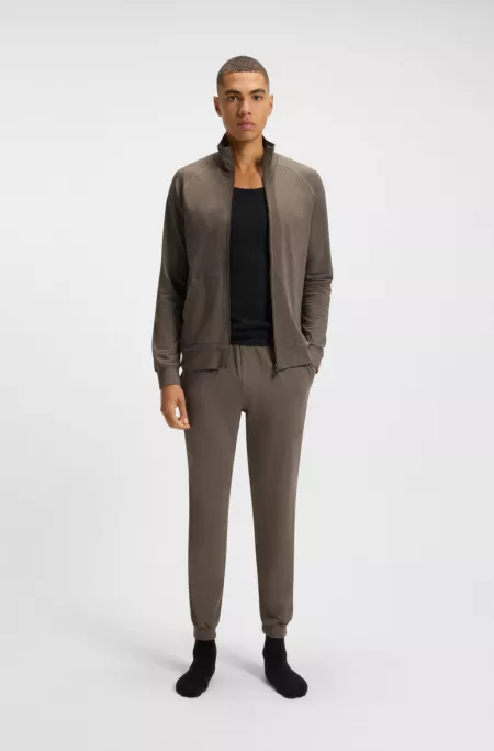Logo-embroidered regular-fit jacket in stretch-cotton jersey