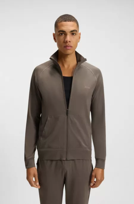 Logo-embroidered regular-fit jacket in stretch-cotton jersey
