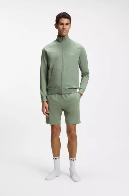 Veste zippée en coton stretch avec logo brodé